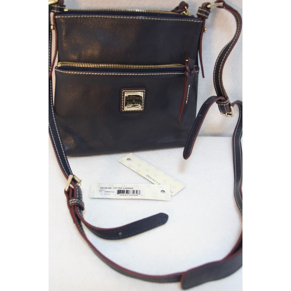 Dooney & Bourke Pebble Navy Blue Grain Letter Carrier Crossbody Bag Adj Strap